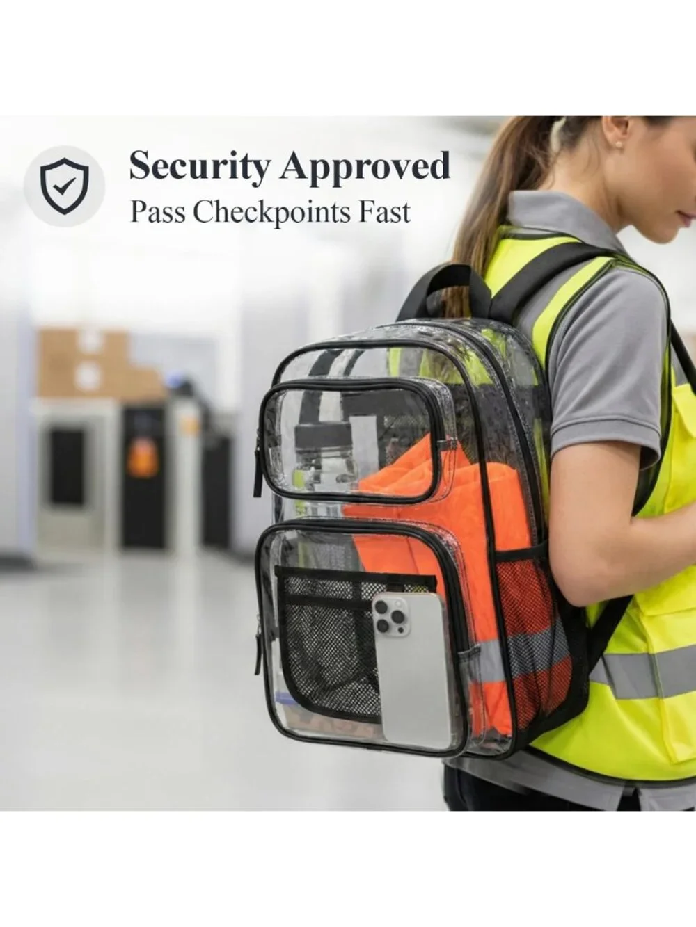 Heavy Duty Clear Backpack for School - 17 Inch Transparent Bookbag, Durable